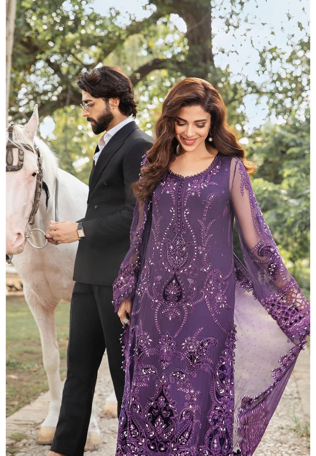 Maria B Purple Luxury Chiffon Dress