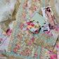 Designer Sea Green Organza & Silk Semi Stitched 4 Piece