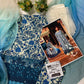FS Embroidered Cream & Blue Luxury Lawn Frock