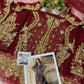 CHZ Embroidered Maroon Luxury Chiffon Dress