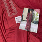 LSR Embroidered Maroon Luxury Silk Dress