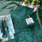 AZU Embroidered Dark Green Luxury Chiffon Dress