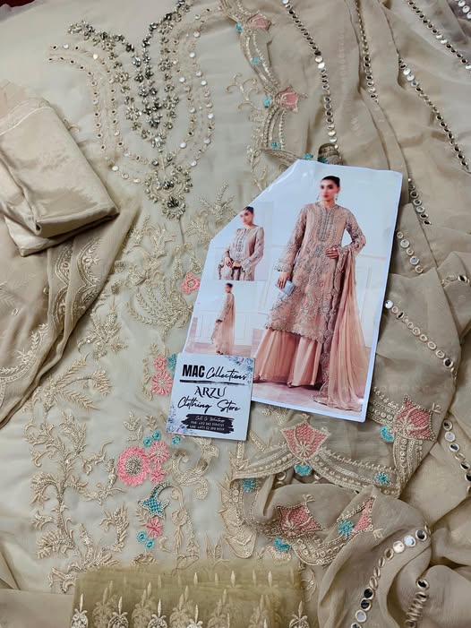 MB Embroidered Skin Luxury Chiffon Dress