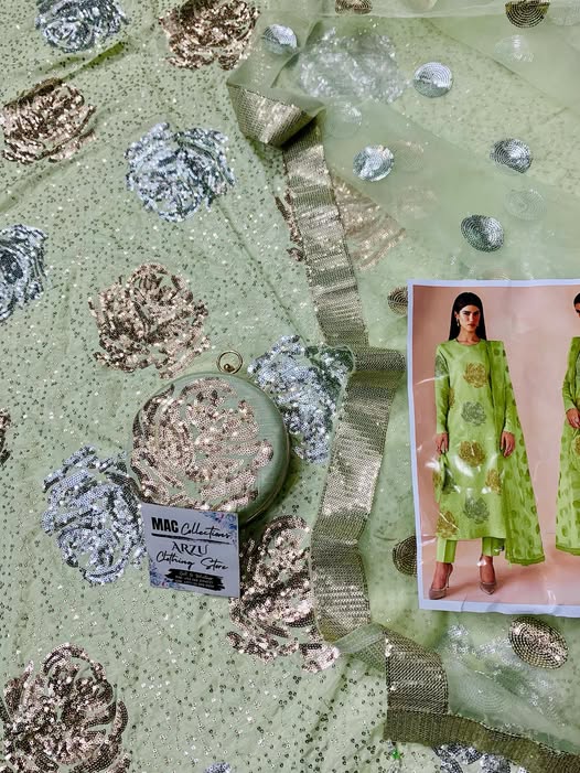 JZM Embridered Pista Luxury Raw Silk Dress