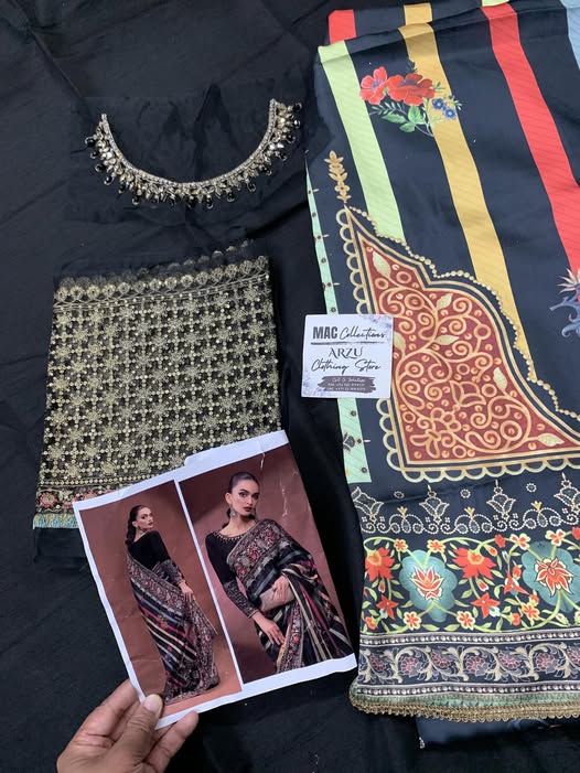 MB Embroidered Black Luxury Silk Saree