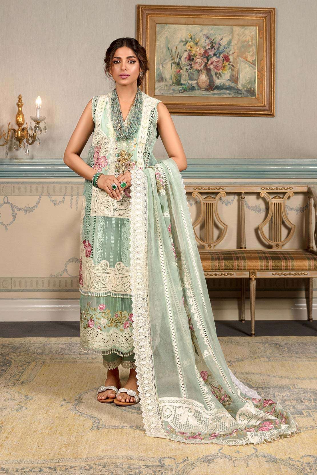 Crimson Sea Green Luxury Lawn Collection Replica