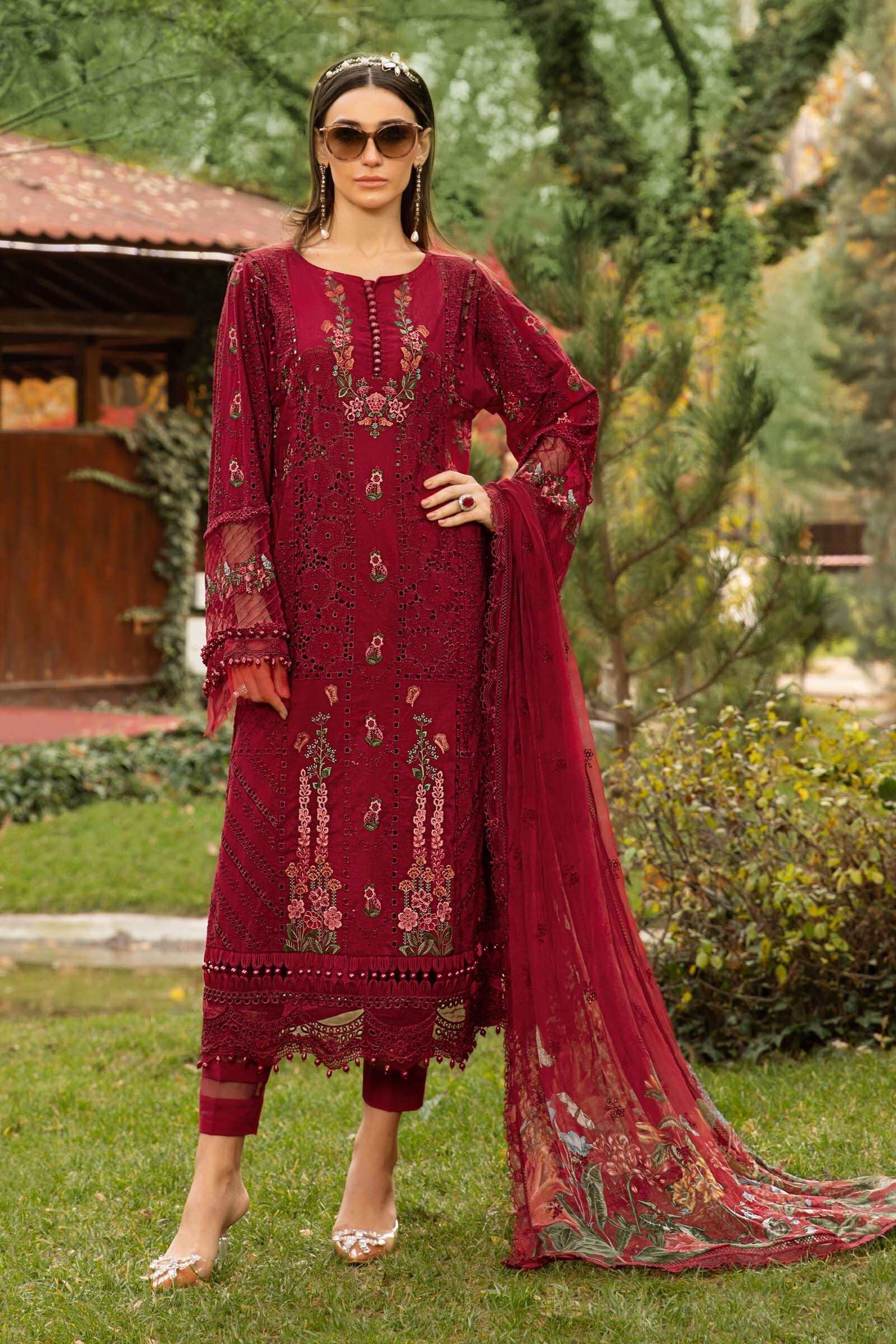 Maria B maroon Luxury Lawn Collection Replica