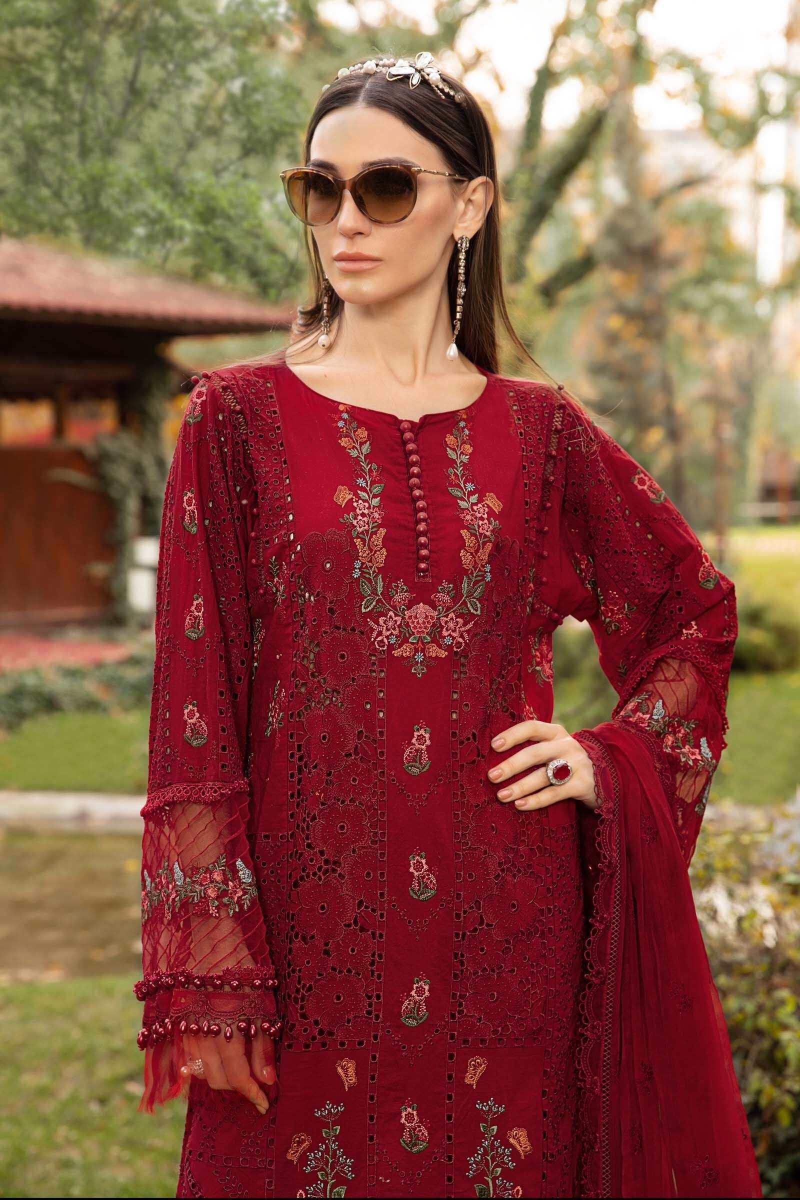 Maria B maroon Luxury Lawn Collection Replica