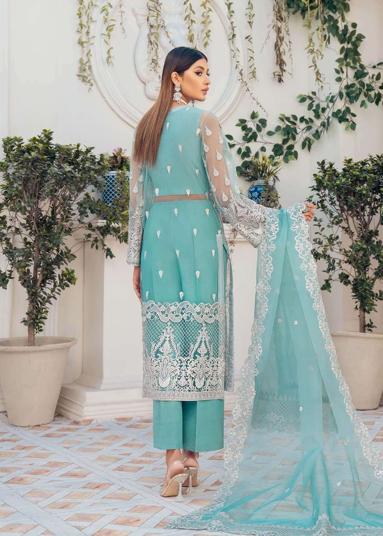 Akbar Aslam Sky Blue Luxury Net Collection Replica