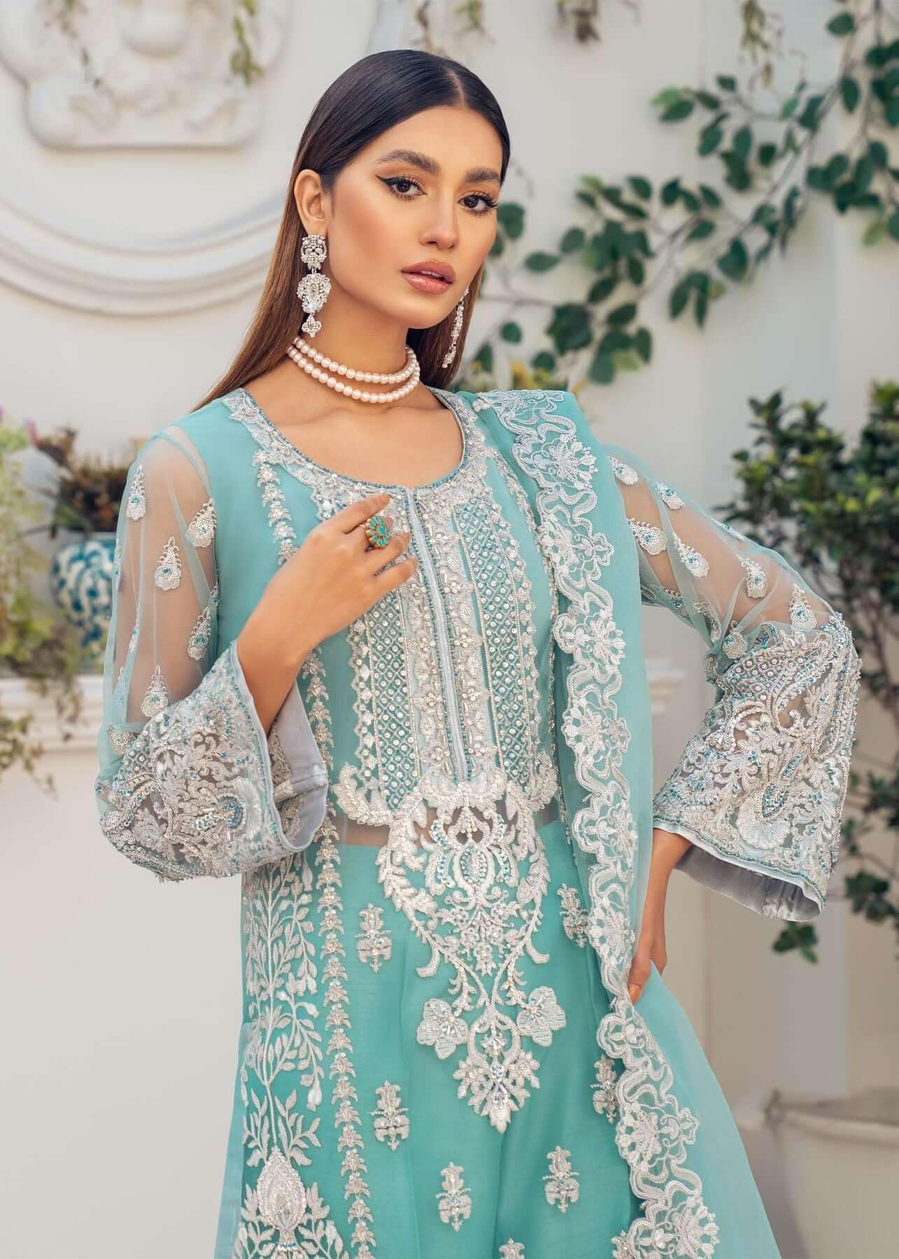 Akbar Aslam Sky Blue Luxury Net Collection Replica