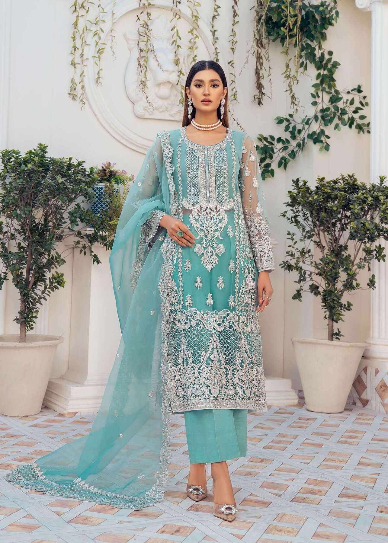 Akbar Aslam Sky Blue Luxury Net Collection Replica