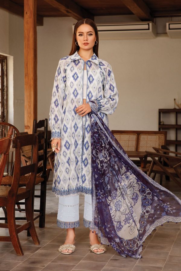 Maria B blue printed Luxury Lawn Dress