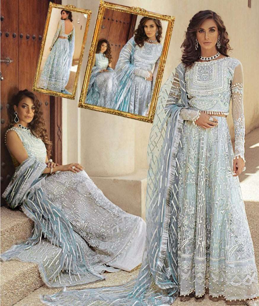 Mushq Bridal ice blue Maxi Luxury Net Collection Replica