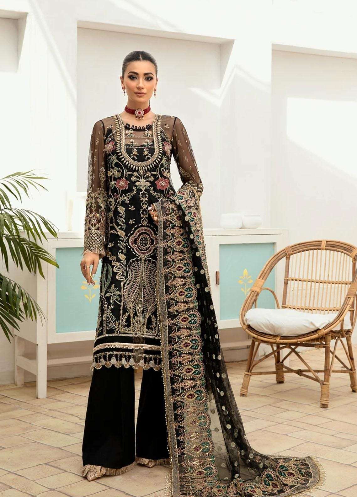 Maryam Hussain Black Luxury Organza Collection Replica