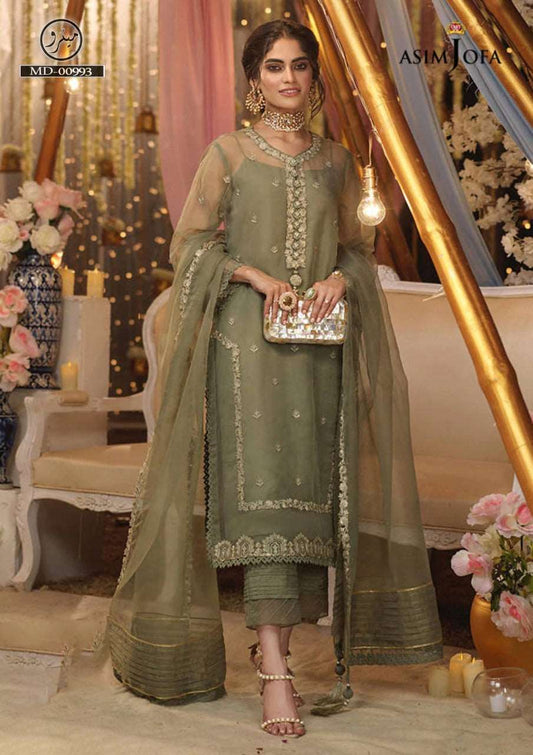 Asim Jofa Green Inner Luxury Organza Collection Replica