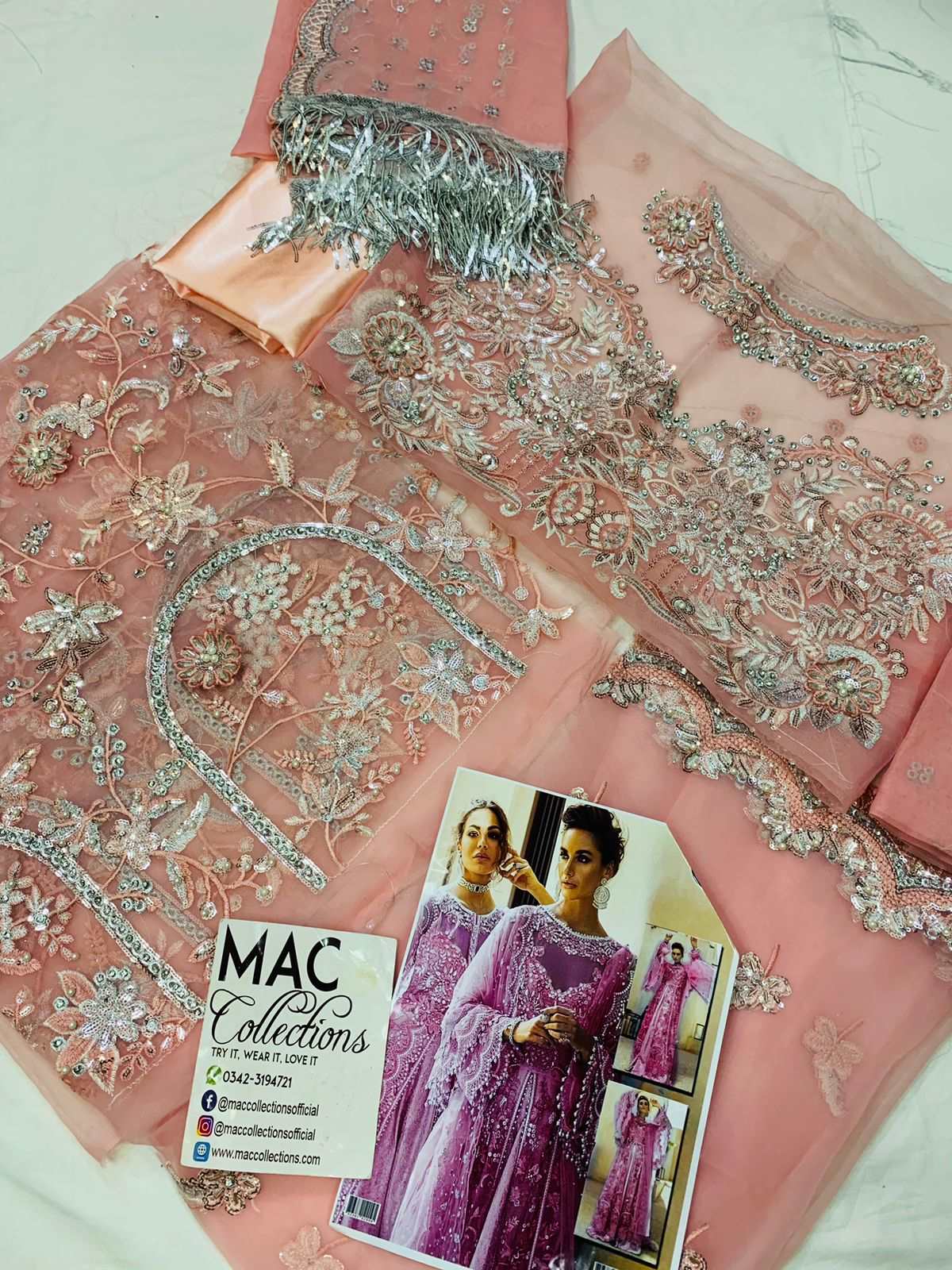 Mushq Pink Luxury Maxi Organza Collection Replica