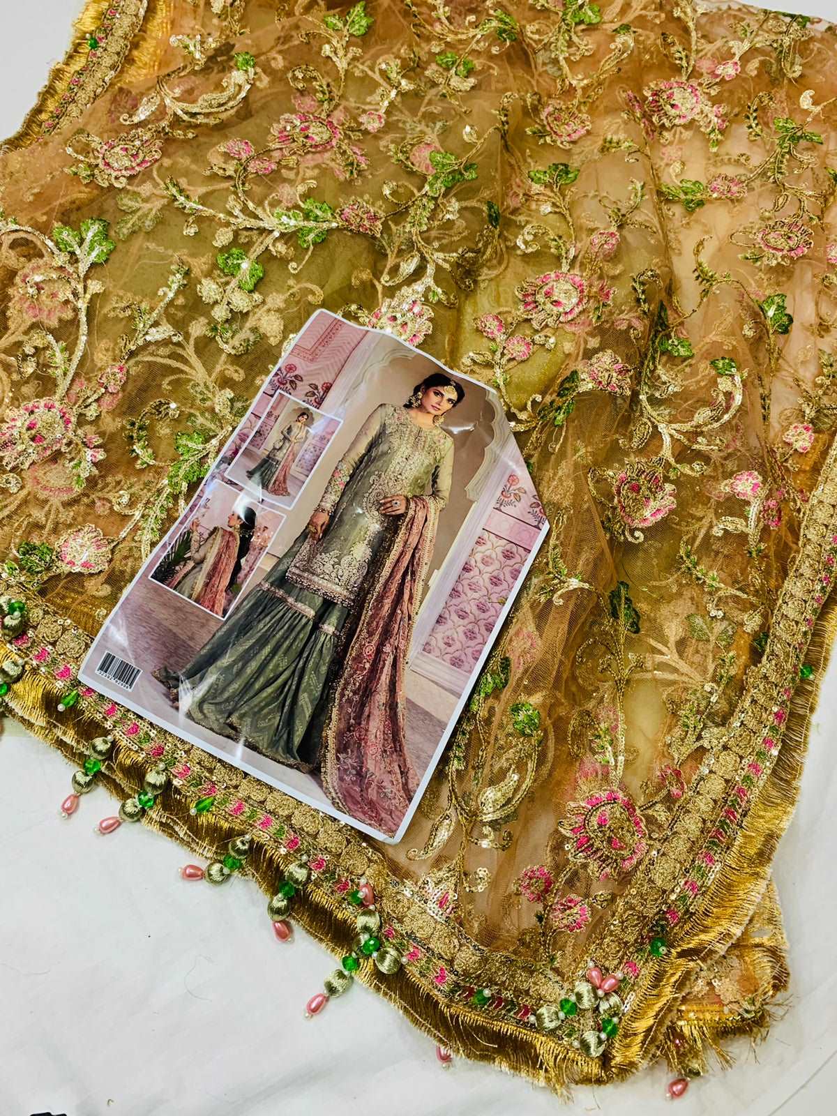 Maria B Green Gharara Luxury Net Collection Replica