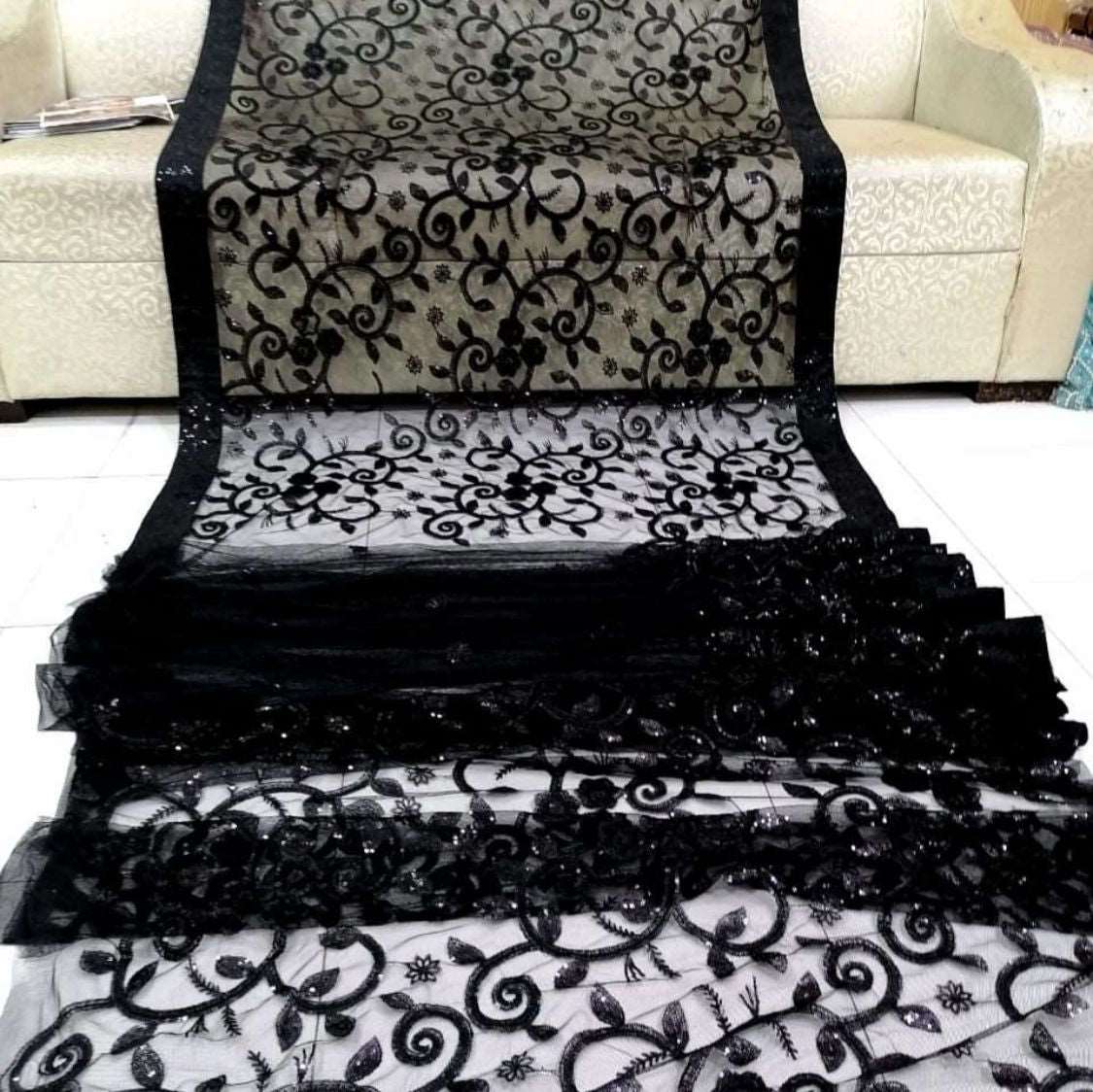 Indian Black Saree Luxury Net Collection Replica