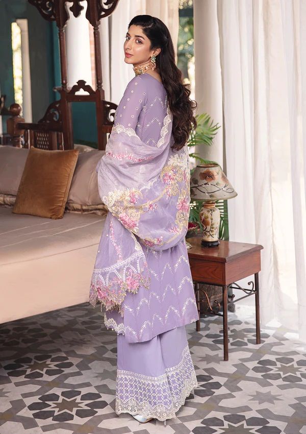 Elaf Purple Luxury Chikankari Lawn Dress