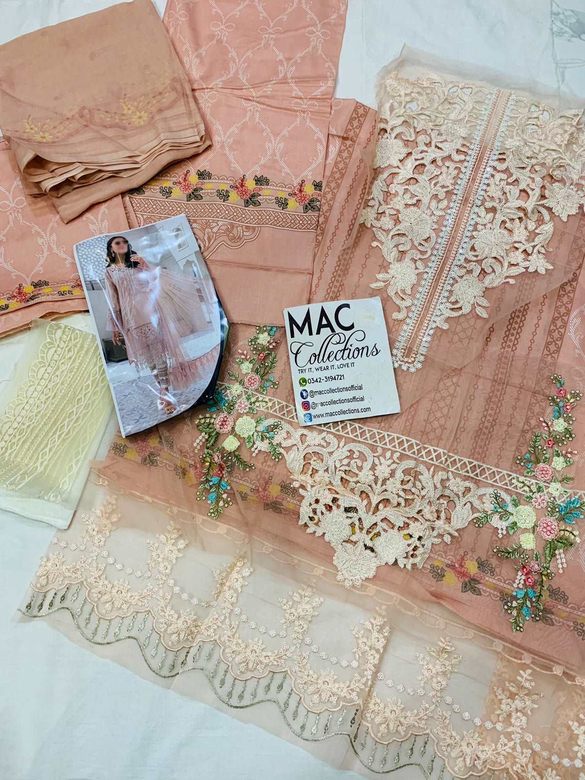 Maria B Peach Luxury lawn Collection Replica