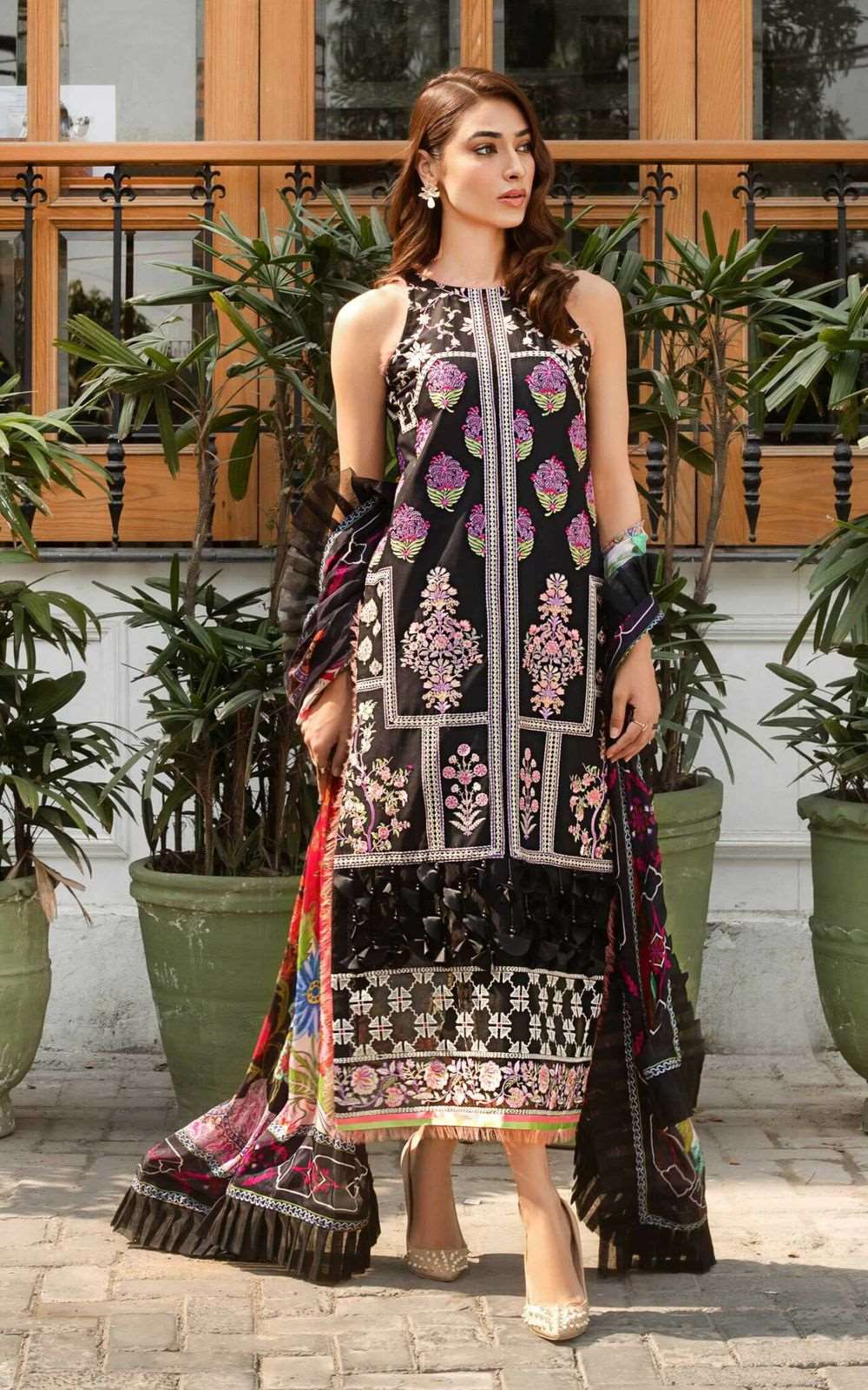 Asifa & Nabeel Black Luxury Lawn Collection  Replica