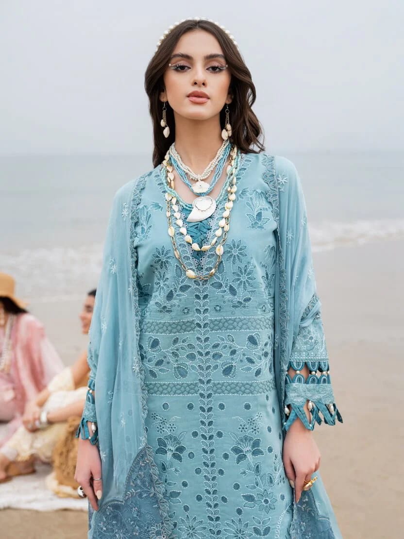 Nureh Blue Luxury Lawn Dress