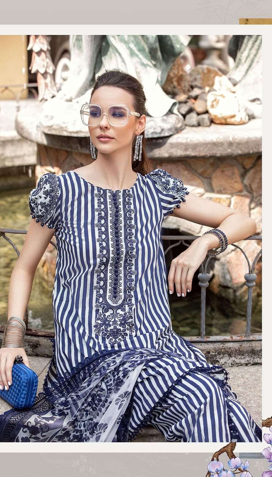 Maria B M Print Blue lining Luxury Lawn Collection Replica