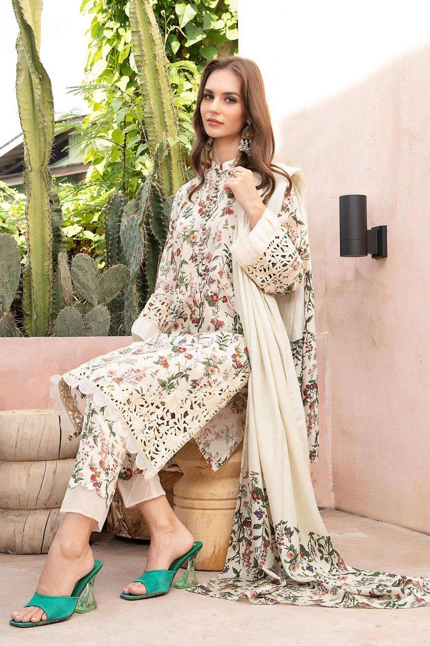 Maria B M Print Off white Luxury Lawn Collection Replica