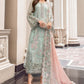 MB Embroidered Sea Green Pink Dupatta Luxury Chiffon Dress