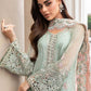 MB Embroidered Sea Green Pink Dupatta Luxury Chiffon Dress