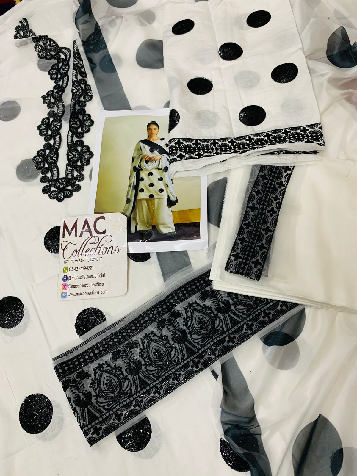 Zara Shahjahan White & Black Polka Dress