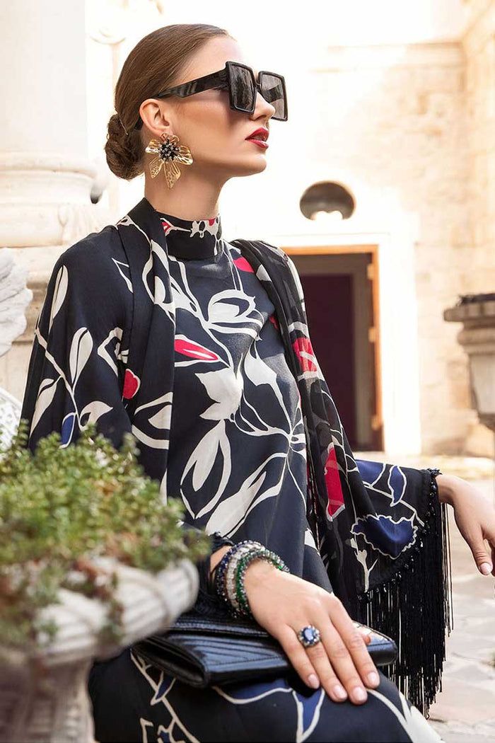 Maria B M Print Black Leaf Luxury Lawn Dress