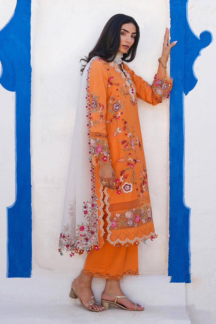 Sana Safinaz Orange Luxury Lawn Dress