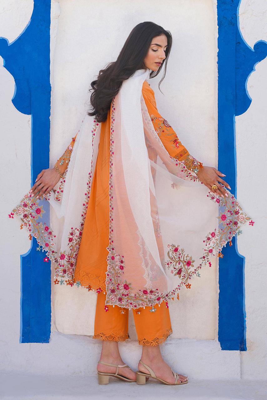 Sana Safinaz Orange Luxury Lawn Dress