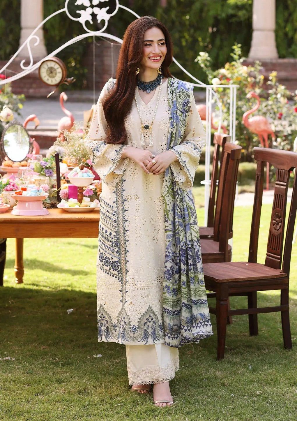 Elaf Off White Luxury Lawn Dress