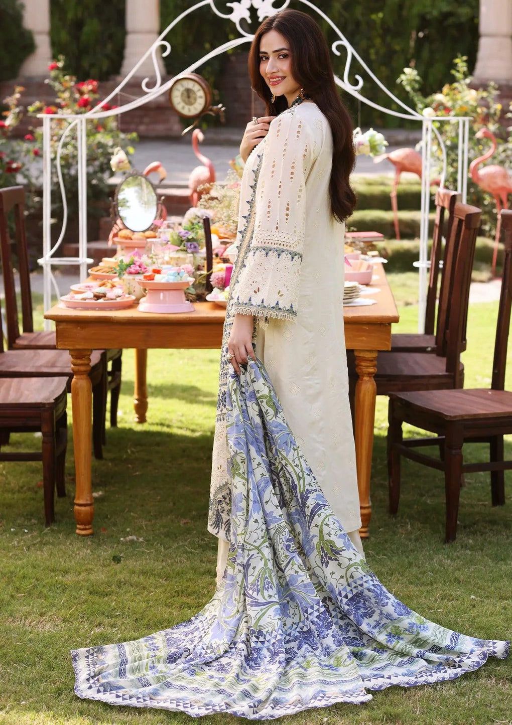 Elaf Off White Luxury Lawn Dress