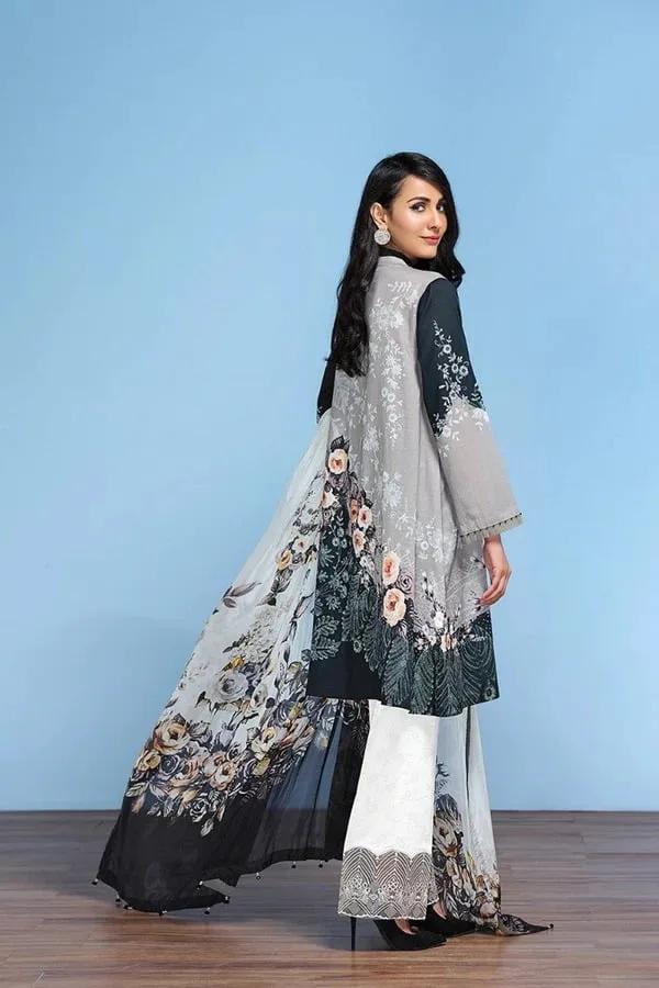 Nishat Grey Luxury Lawn Dress