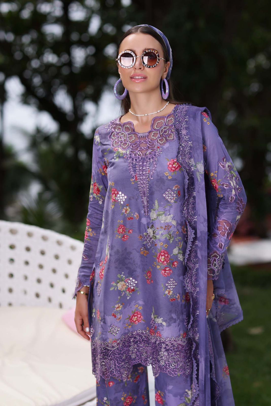 Noor by Sadia Asad Purple Luxury Lawn Dress