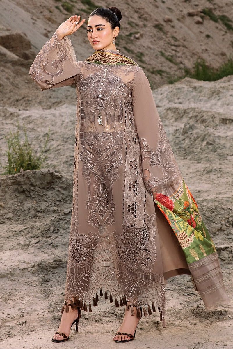 Bin Ilyas Brown Luxury Lawn Dress