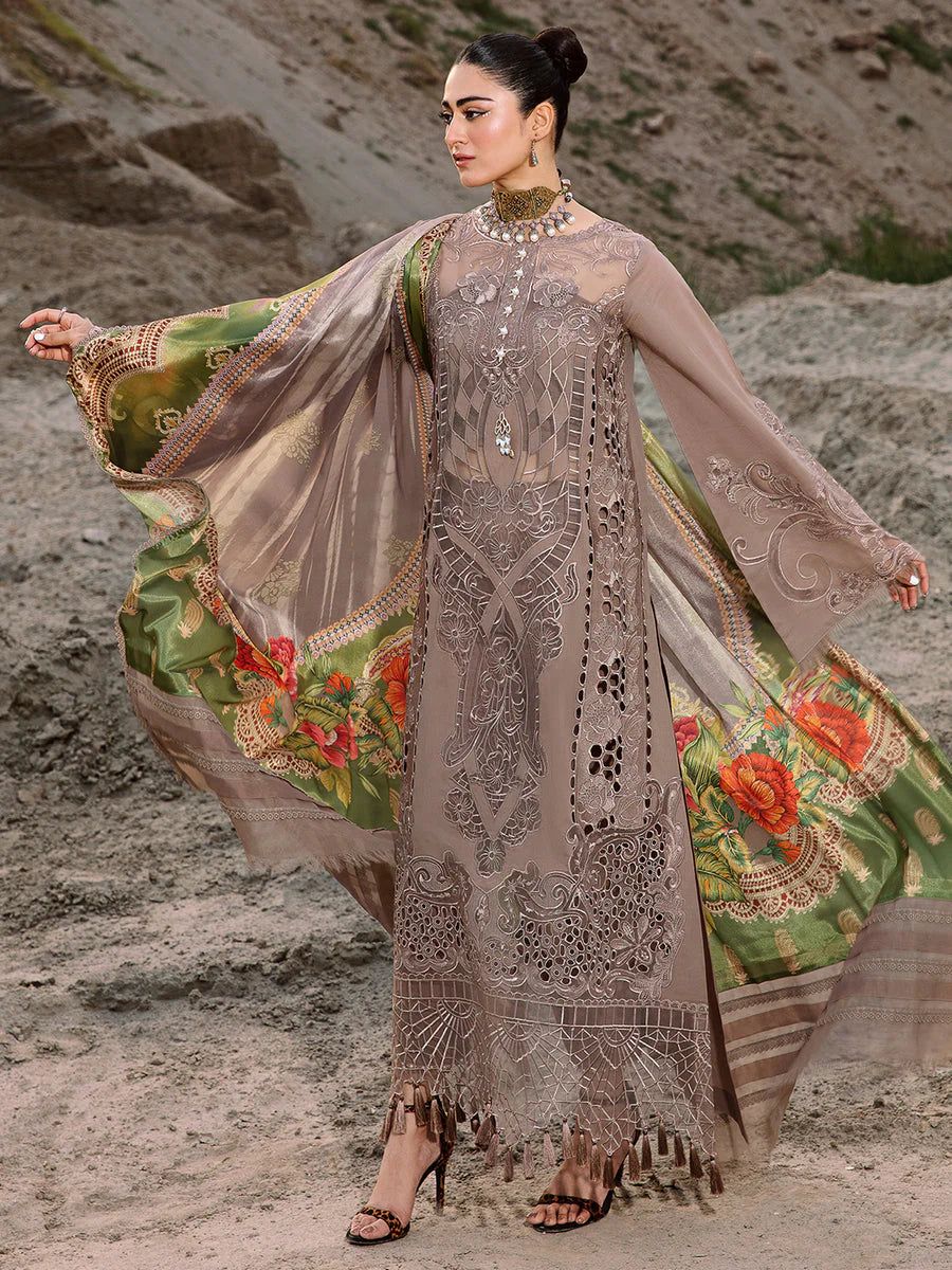 Bin Ilyas Brown Luxury Lawn Dress