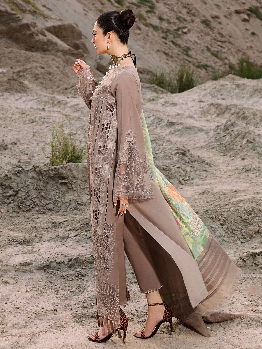 Bin Ilyas Brown Luxury Lawn Dress