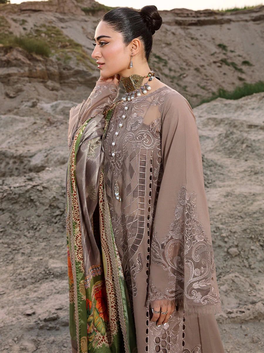 Bin Ilyas Brown Luxury Lawn Dress