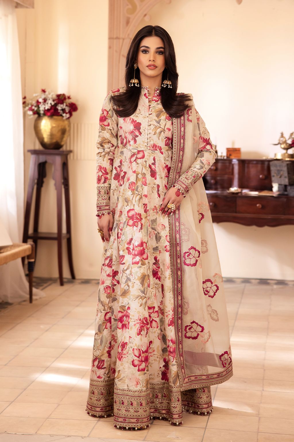 Iznik Cream Luxury Lawn Dress