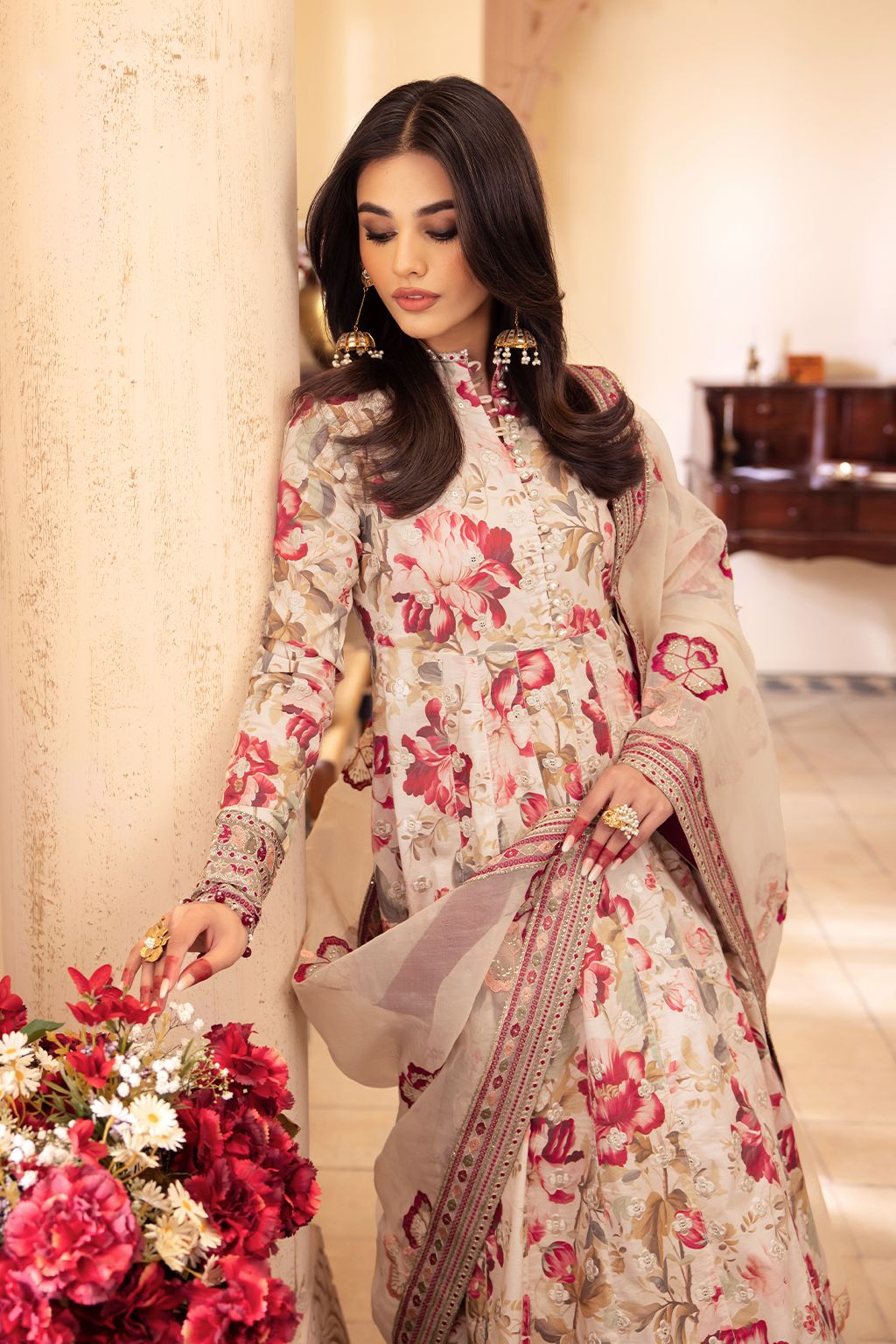 Iznik Cream Luxury Lawn Dress