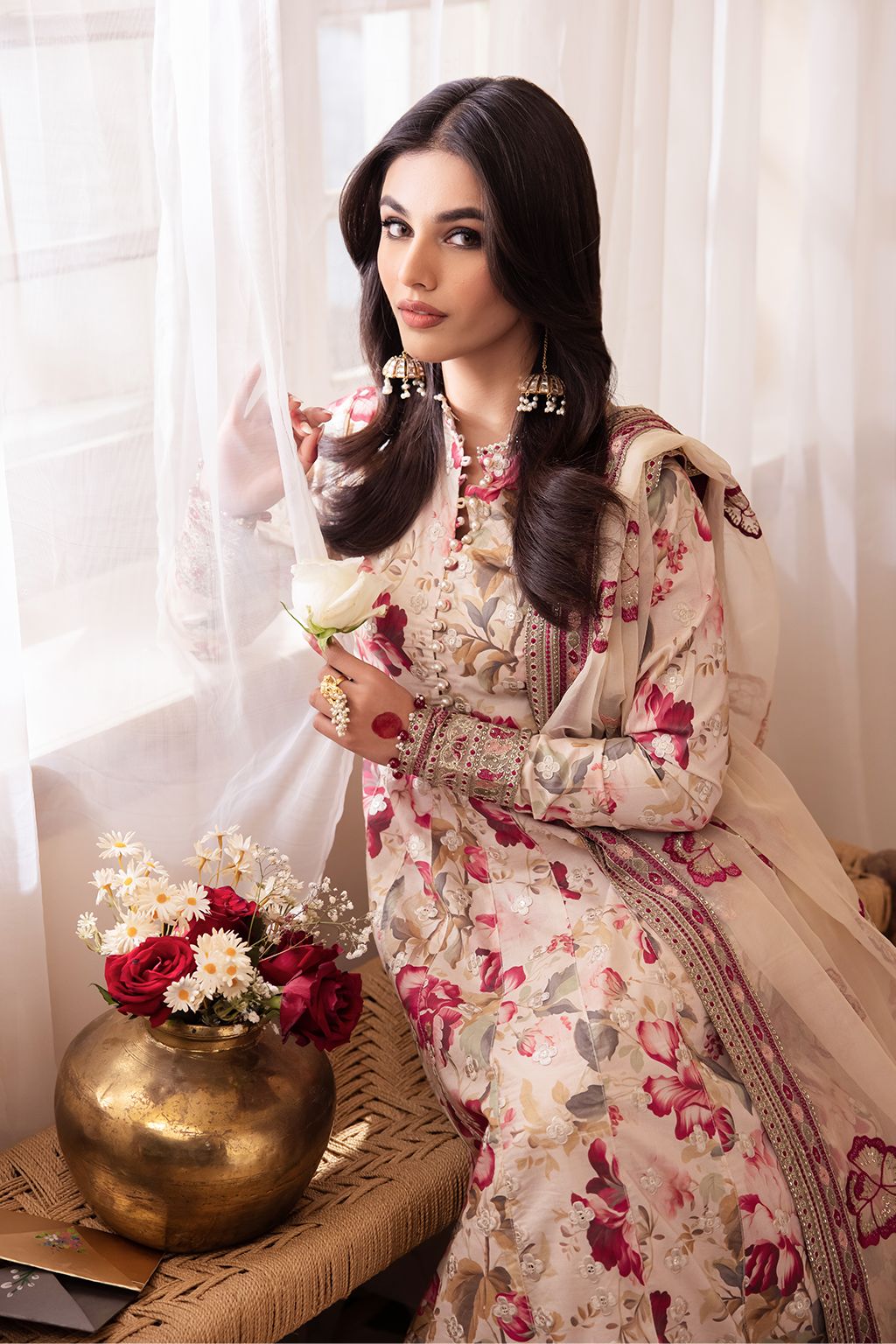 Iznik Cream Luxury Lawn Dress