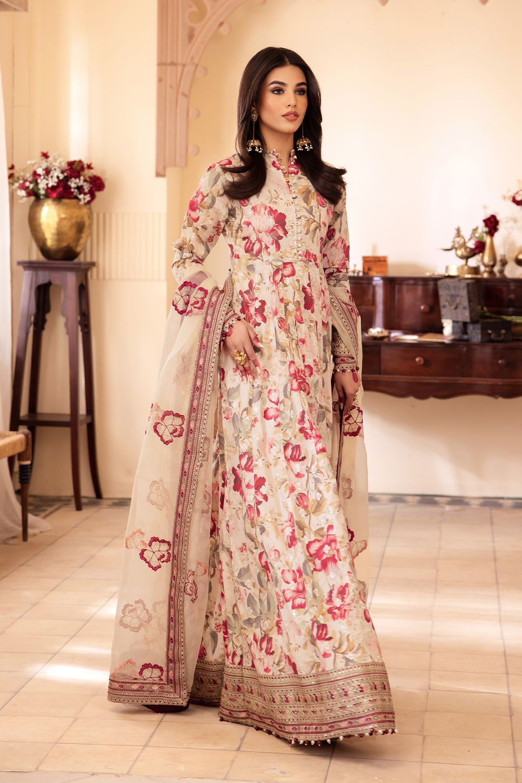 Iznik Cream Luxury Lawn Dress