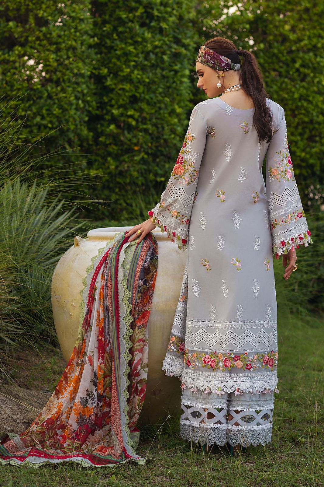 Annus Abrar Grey Luxury Lawn Dress