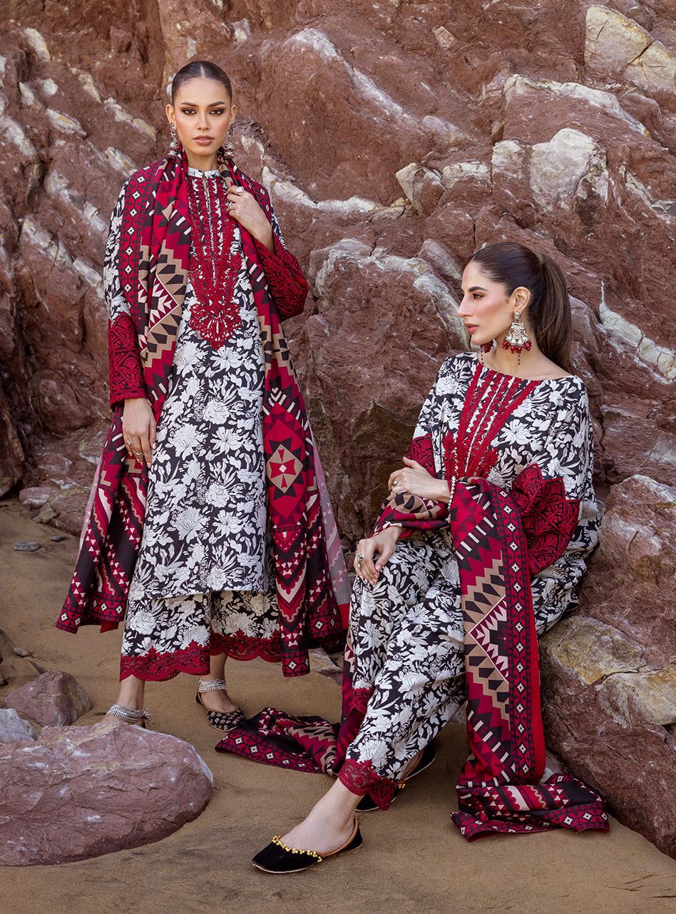 Zainab Chottani White N Black Luxury Lawn Dress