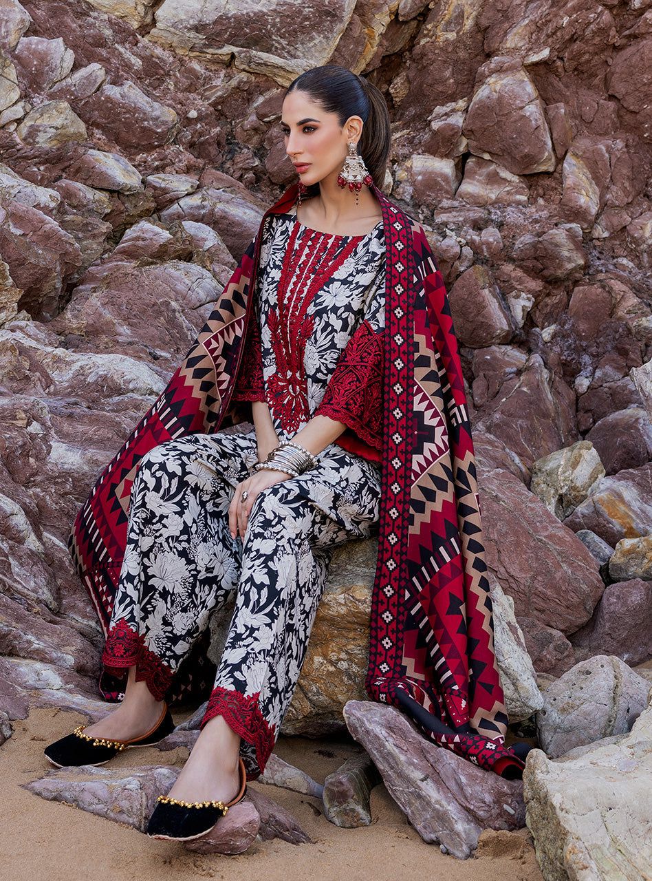 Zainab Chottani White N Black Luxury Lawn Dress