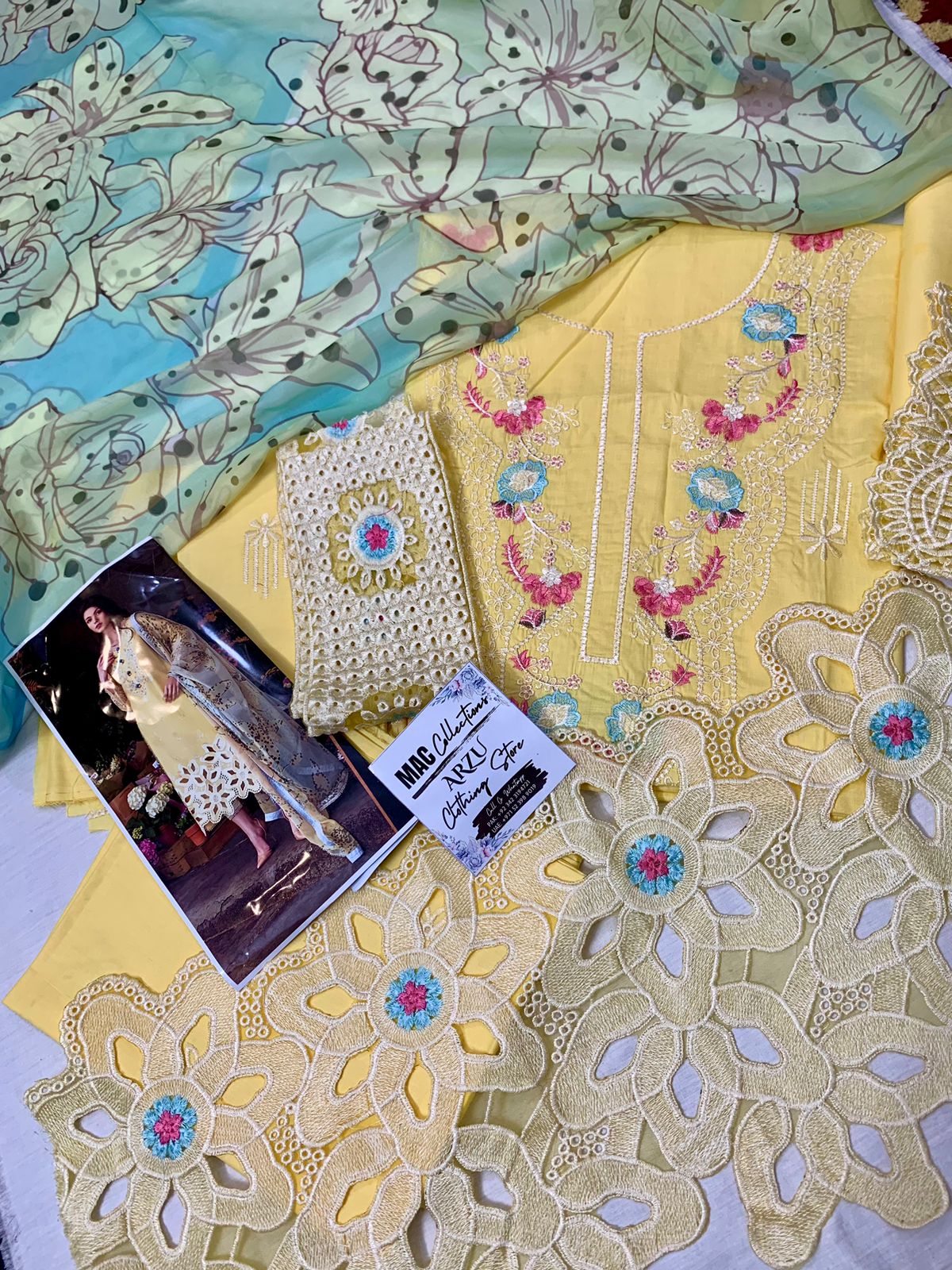 Mushq Yellow Luxury Lawn Dress